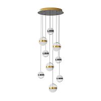 Люстра каскадная Odeon Light L-VISION ODL24 389 RONI ант.бронза/никель/прозрачн/молочный/металл/акрил LED 84W 4000K 4800лм  5037/84L