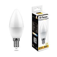 Лампа светодиодная Feron 9W 230V E14 2700K C37, LB-570 25798