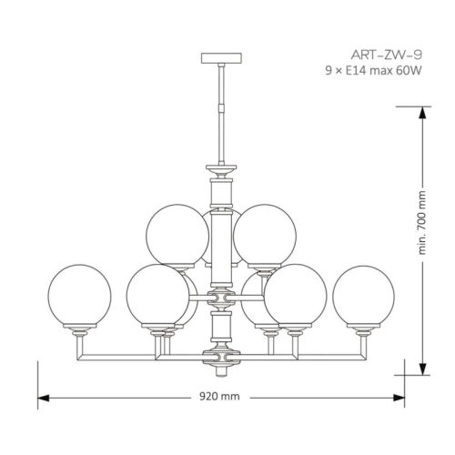 Люстра Kutek ARTU GLASS ART-ZW-9(ZM)G фото 3