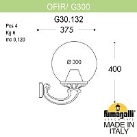 Светильник уличный настенный FUMAGALLI GLOBE 300 G30.132.000.BXF1R