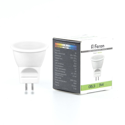 Лампа светодиодная Feron 3W G5,3 4000K 25552