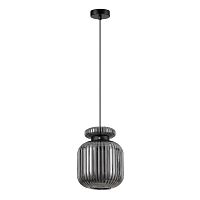 Подвес Odeon Light PENDANT ODL24 309 JUGI черный/дымчатый/металл/стекло/эко.кожа E27 1*60W  5042/1B