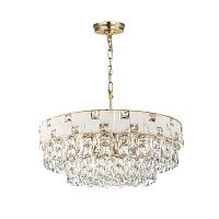 Люстра Odeon Light HALL (В 2-Х КОРОБКАХ) ODL24 497 CHESSI золото/прозрачный/белый/металл/хрусталь/алебастр E14 12*40W  5076/12