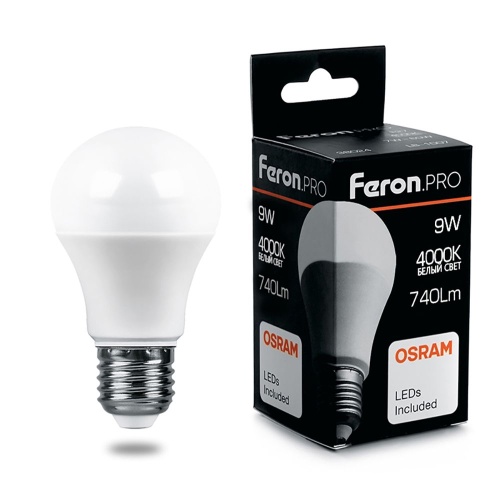 Лампа светодиодная Feron E27 9W 4000K 38027