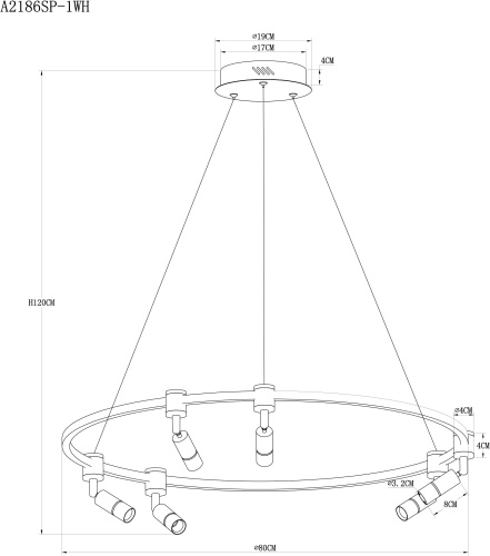 Подвесная люстра Arte Lamp RING A2186SP-1WH фото 13