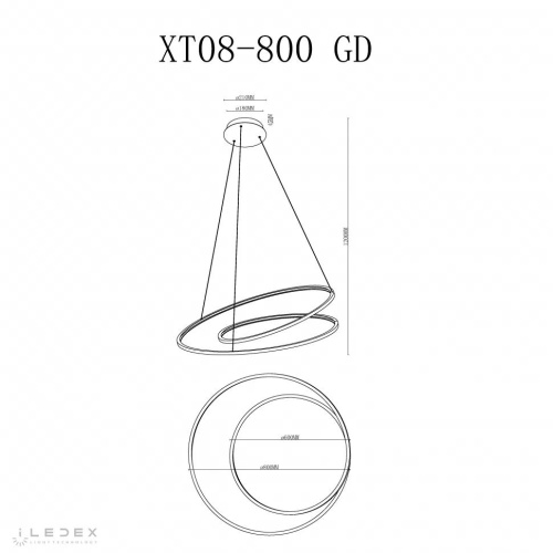 Светильник подвесной iLedex Axis XT08-D800 GD фото 3