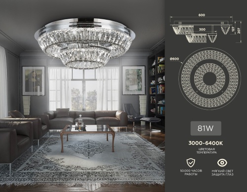 Потолочная светодиодная люстра с хрусталем Ambrella TR TR5029 фото 4