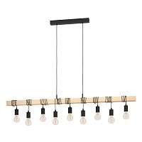 Подвес Eglo TOWNSHEND, 9х60W(E27), L1500, B100, H1100, сталь, дерево, черн, коричн