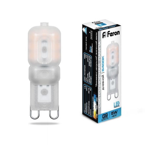 Лампа светодиодная Feron G9 5W 6400K 25638