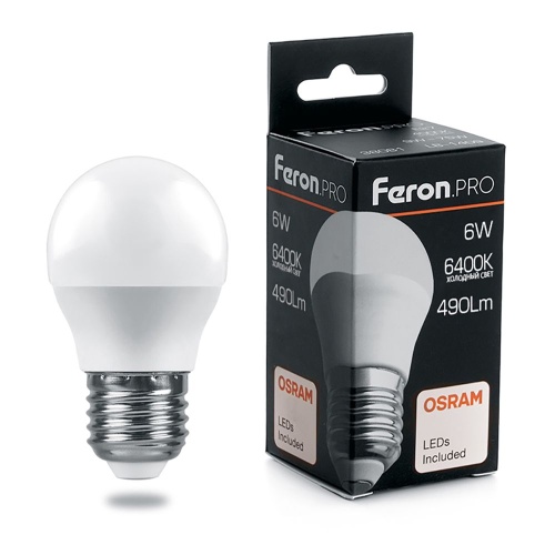 Лампа светодиодная Feron E27 6W 6400K 38070