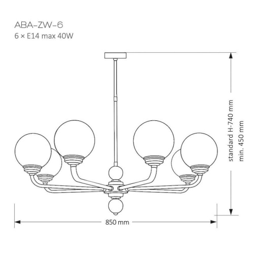 Люстра Kutek MOOD ABA-ZW-6(N) фото 3