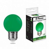 Лампа светодиодная Feron 1W 230V E27 зеленый G45, LB-37 25117
