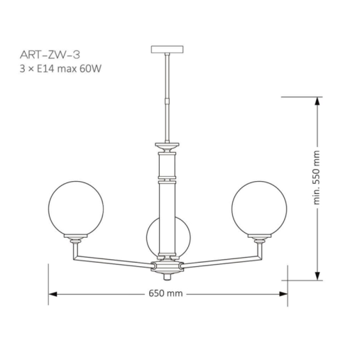 Люстра Kutek ARTU GLASS ART-ZW-3(N)G фото 3