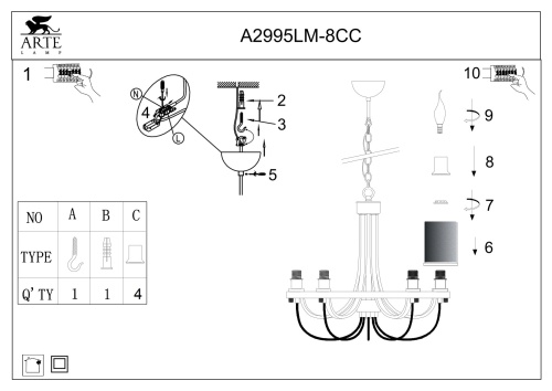 Люстра подвесная Arte Lamp Ombra A2995LM-8CC фото 4