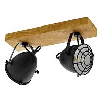 Спот Eglo GATEBECK, 2х40W(E14), L360, B110, H205, дерево, натуральный/сталь, черный